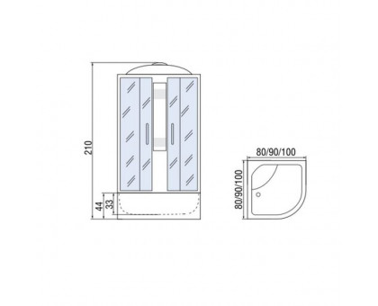 Душевая кабина Мономах 100/44 С МЗ 100х100х210, полукруг