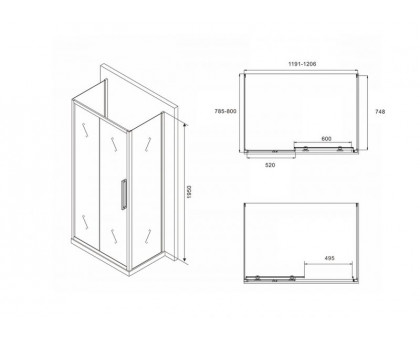 Душевой уголок ABBER Schwarzer Diamant AG30120BH-S80B-S80B